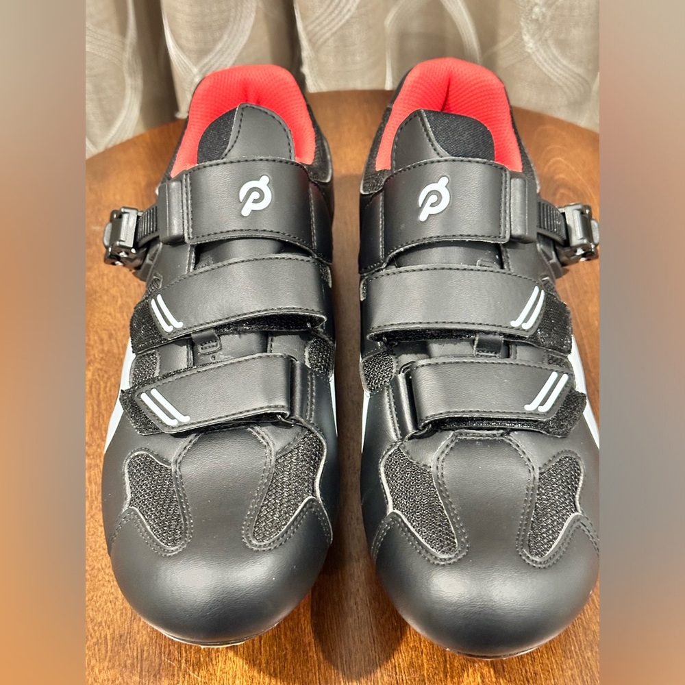 Peloton Black & Red Unisex Cycling Bike Cleats Size 44 WOMENS 11.5 MEN 10.5